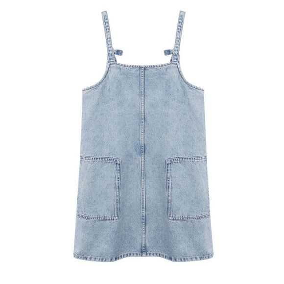 Mango Pocket Denim Pinafore Dress New - Picture 6 of 7